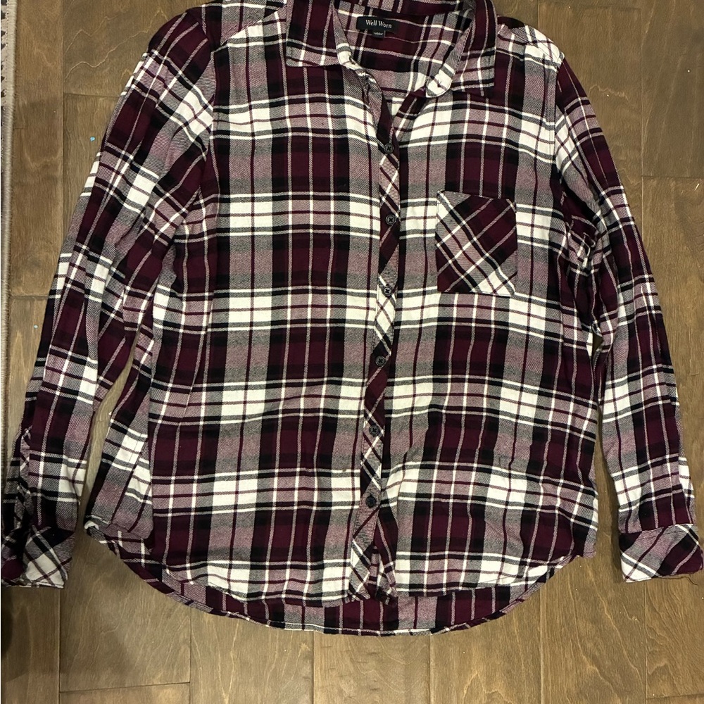 Well Worn Burgundy Plaid Shirt